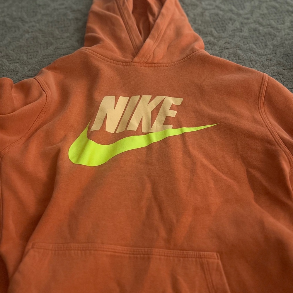 Nike Vibrant Orange Hoodie with Lime Logo